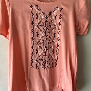 Peach Native American print top